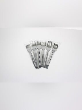 Curated Set of 6 Mid Century Modern Stainless Steel Salad or Dessert Forks